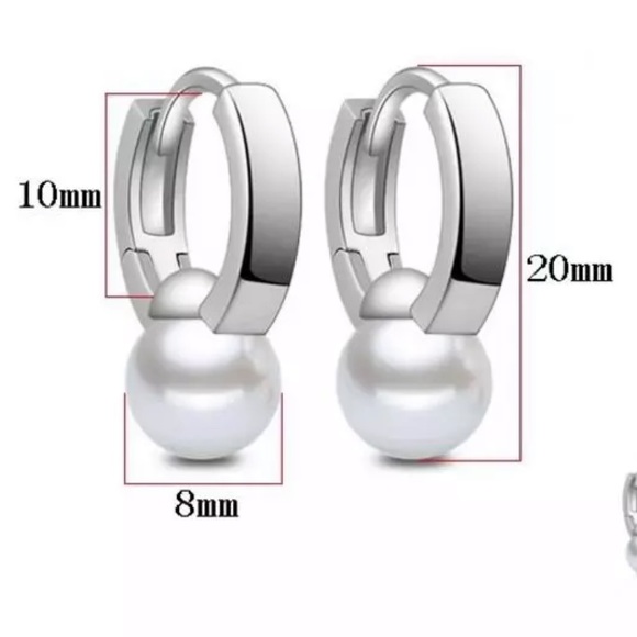 Sterling Silver 925 Faux Pearl Earrings - Picture 5 of 5